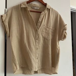 Zara sand linen shirt with pockets